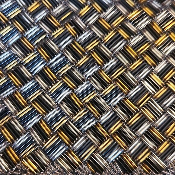 Vintage Walborg Beaded Evening Bag Made in Macau – Black, Silver & Gold Beads - Picture 3 of 7